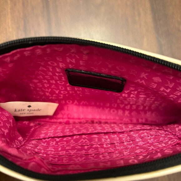 Kate Spade Lolly Penn Valley Patent Striped Wristlet Wallet Black/Cream - Picture 14 of 14